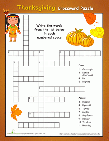10 Superfun Thanksgiving Crossword Puzzles Kitty Baby Love