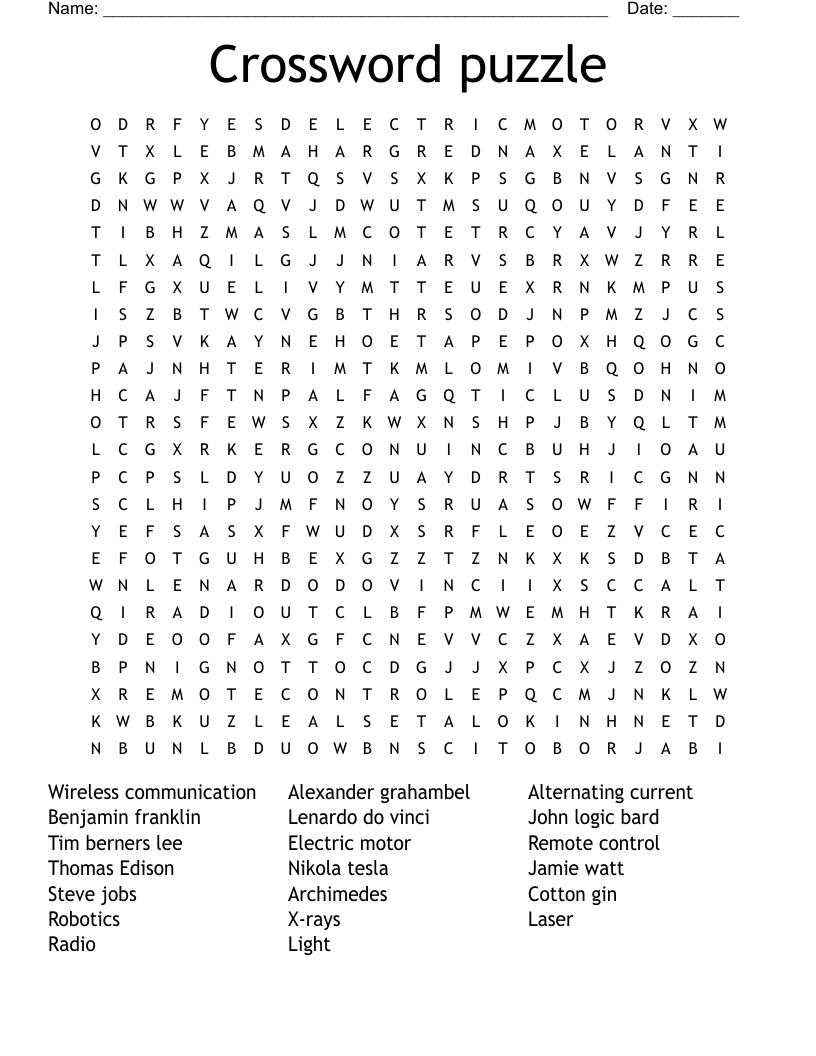 10 Word Crossword Puzzle