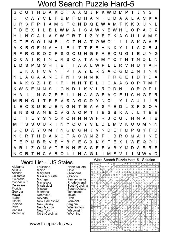 100 Hard Word Search Puzzles Printable