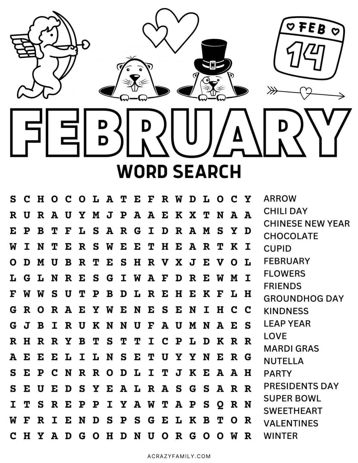 2025 February Calendar Free Printable Word Puzzle Free Printable Adam 