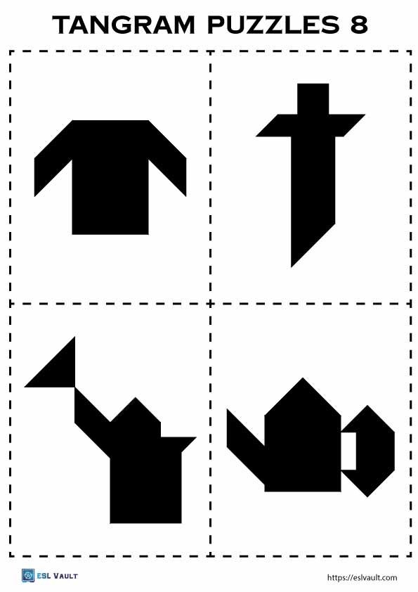 32 Free Printable Tangram Puzzles PDF ESL Vault