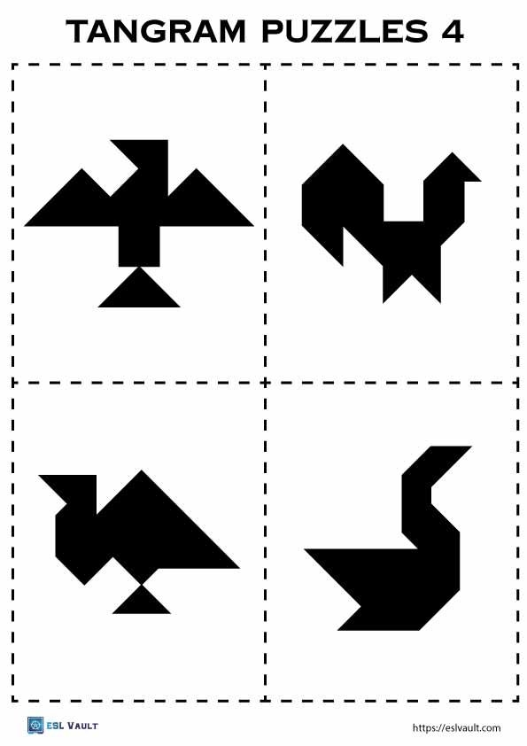 32 Free Printable Tangram Puzzles PDF ESL Vault