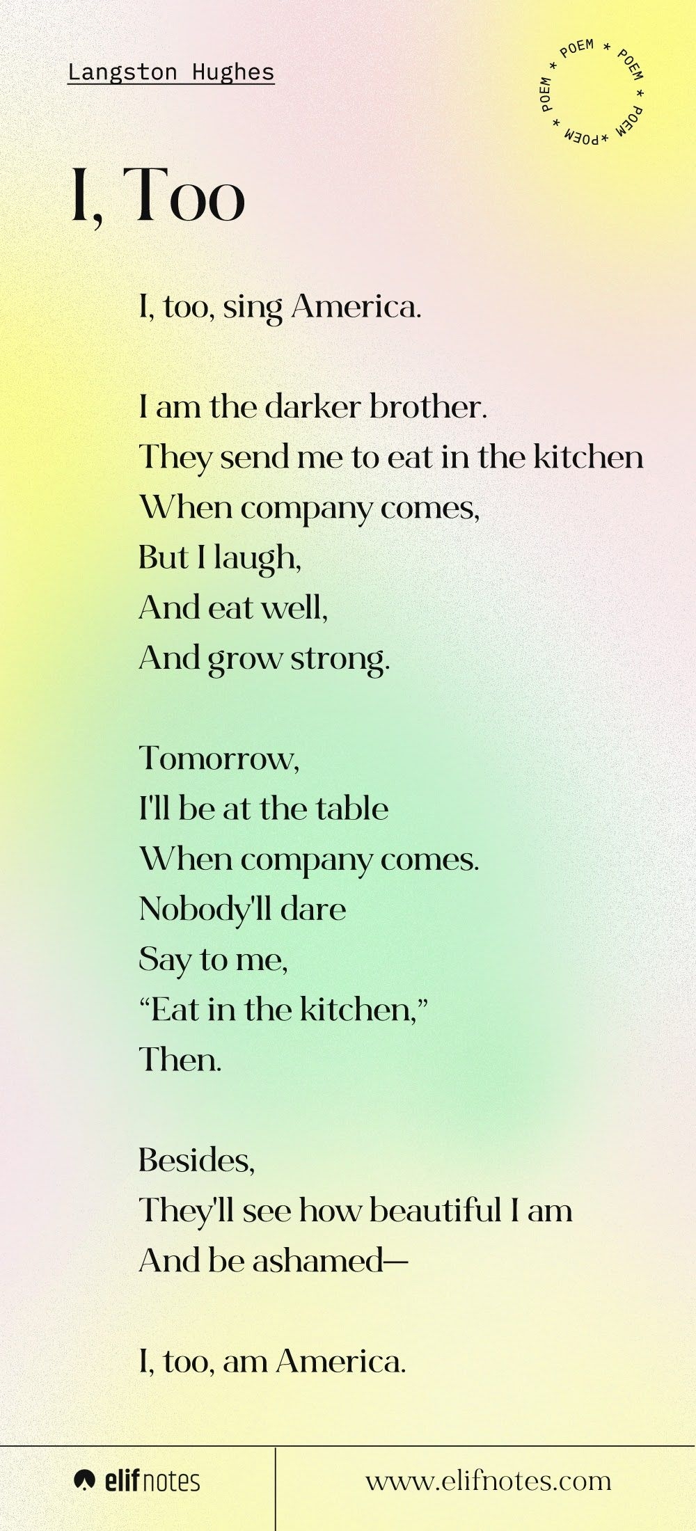 A Poem By Langston Hughes