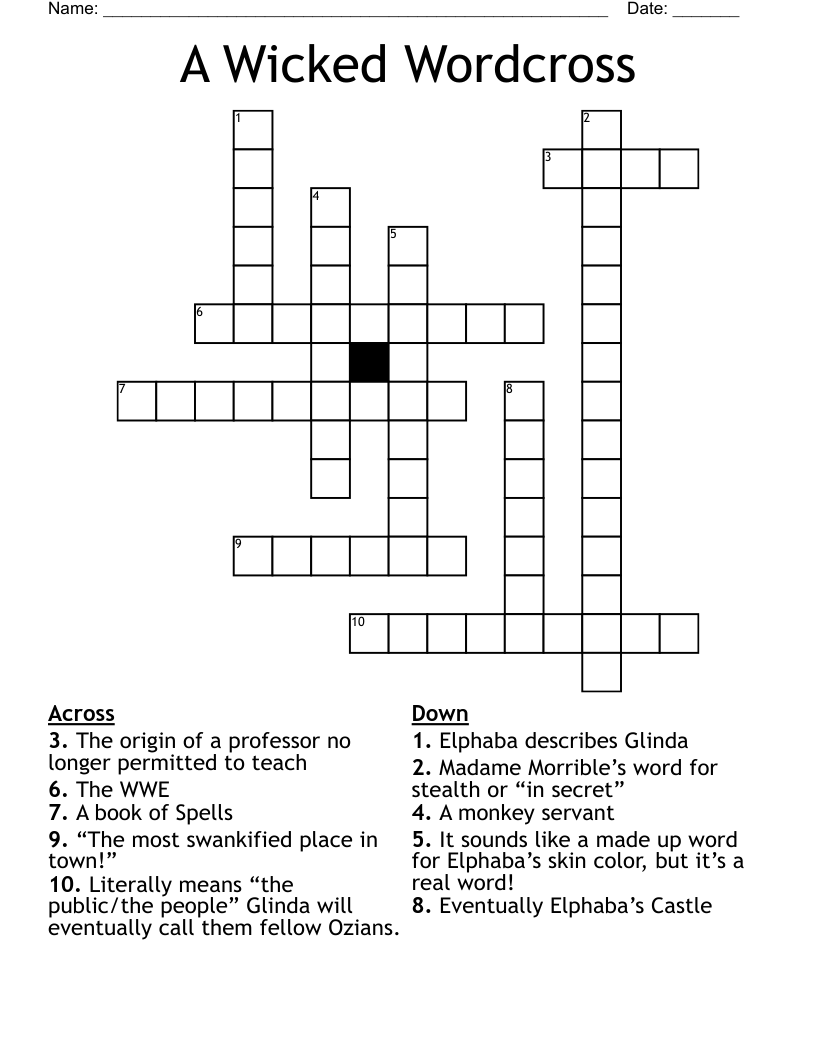 A Wicked Wordcross Crossword WordMint