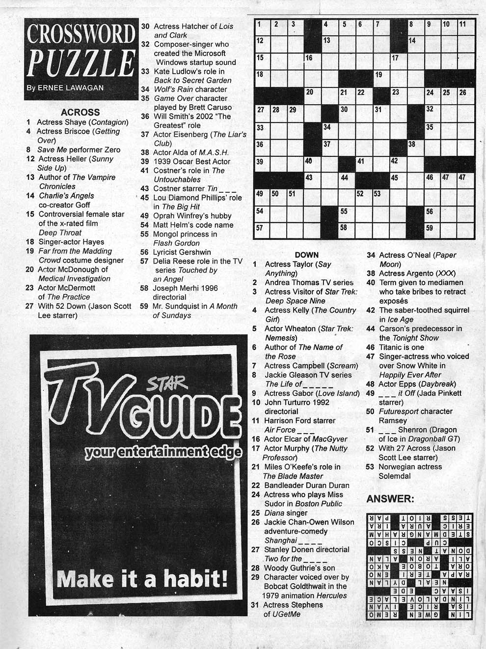 ALAM MO BA 39 TO Do You Know This Crossword Puzzles TV Star Guide 