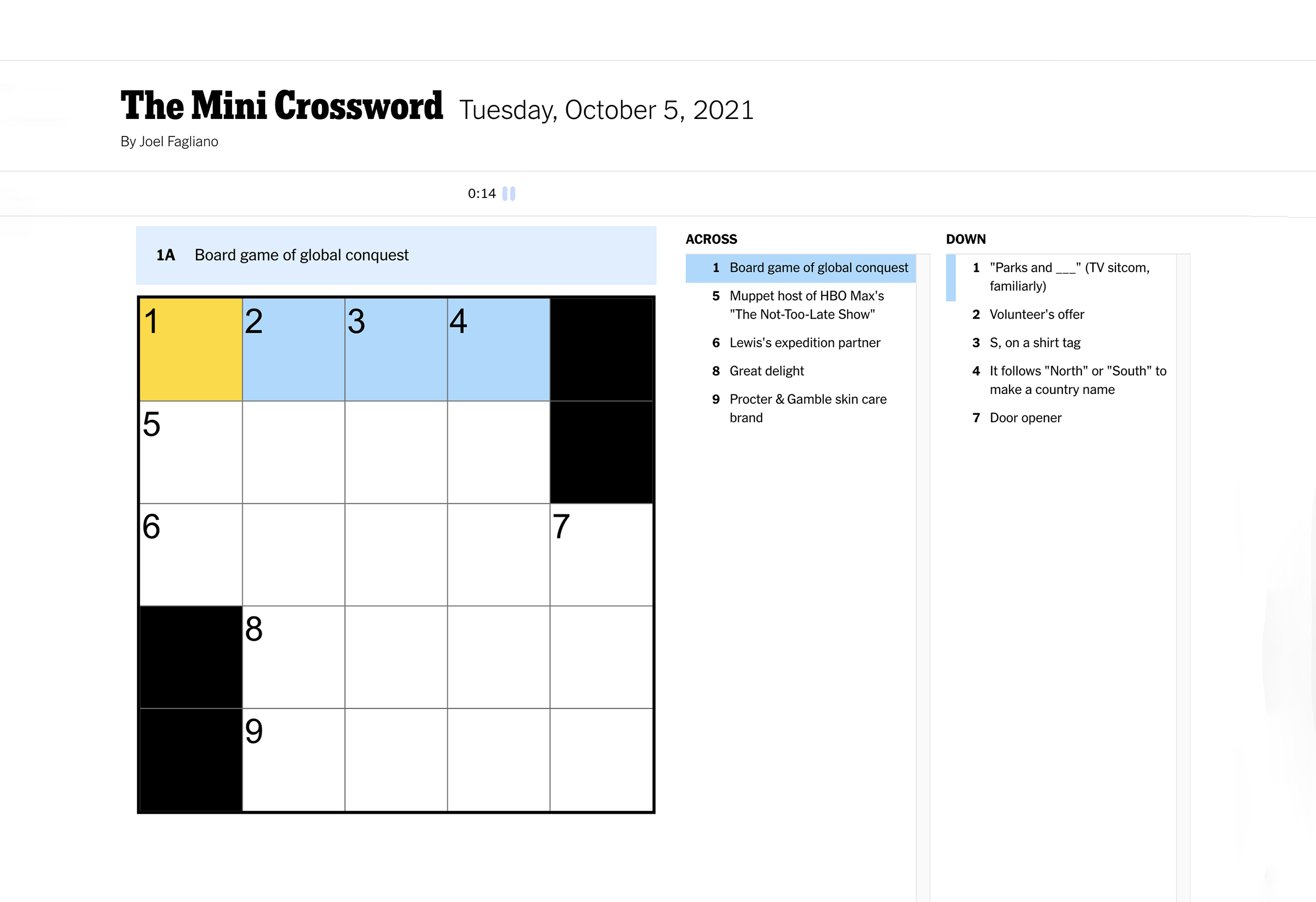 Answers To Nytimes Mini Crossword Nyt Mini Crossword Puzzle