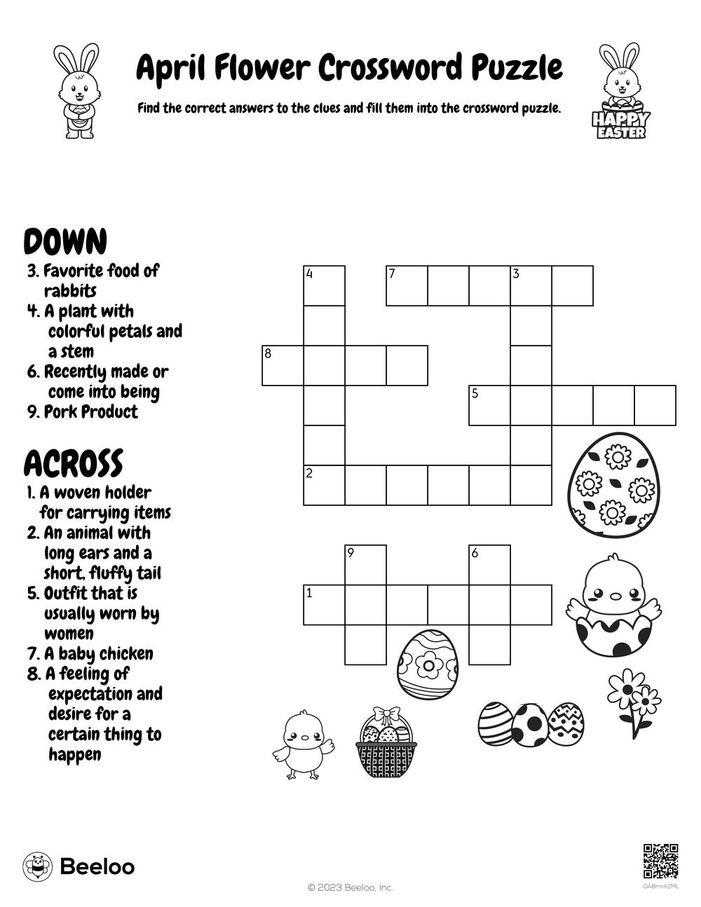April Flower Crossword Puzzle Beeloo Printable Crafts For Kids April Flower Crossword Puzzle Beeloo Printable Crafts For Kids