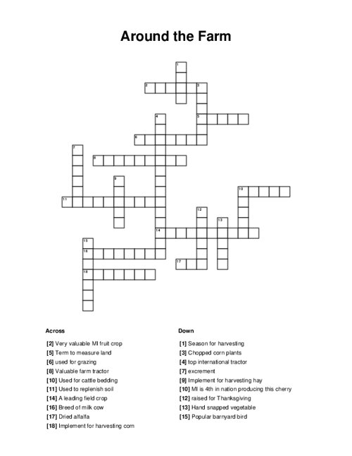Around The Farm Crossword Puzzle