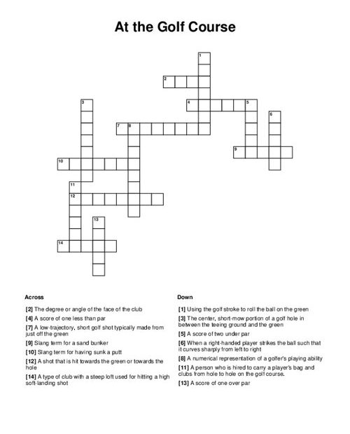 At The Golf Course Crossword Puzzle