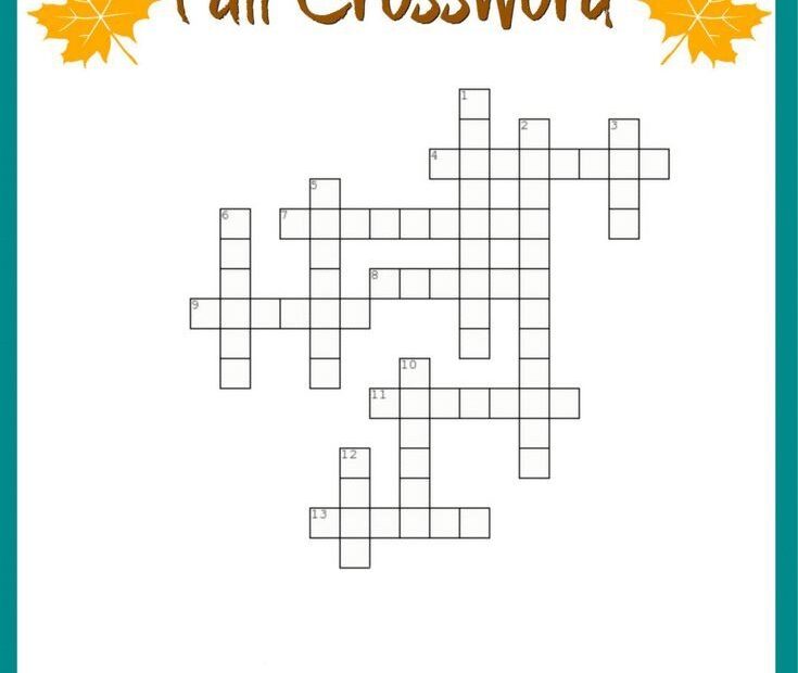 Autumn Crossword Puzzle Printable FREE Printable HQ