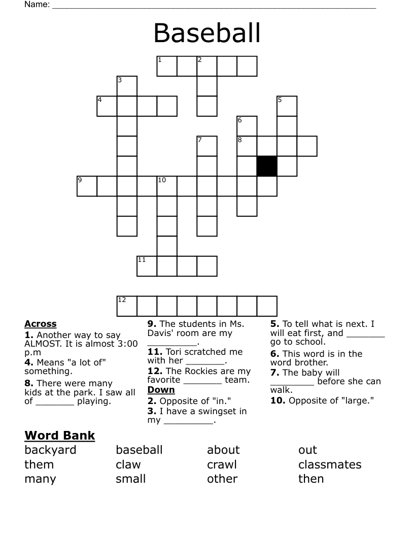 Baseball Crossword Puzzle Baseball Firsts Printable C Vrogue co