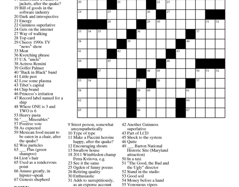 Beatles Crossword Puzzles Printable Printable Crossword Puzzles Mary