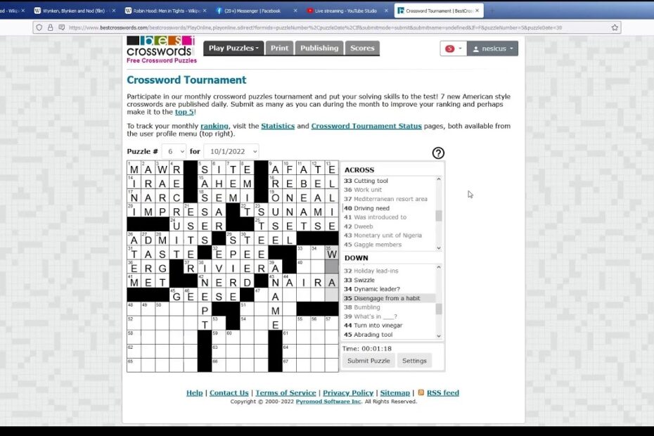 BestCrosswords Crossword Puzzle Tournament Live Play YouTube