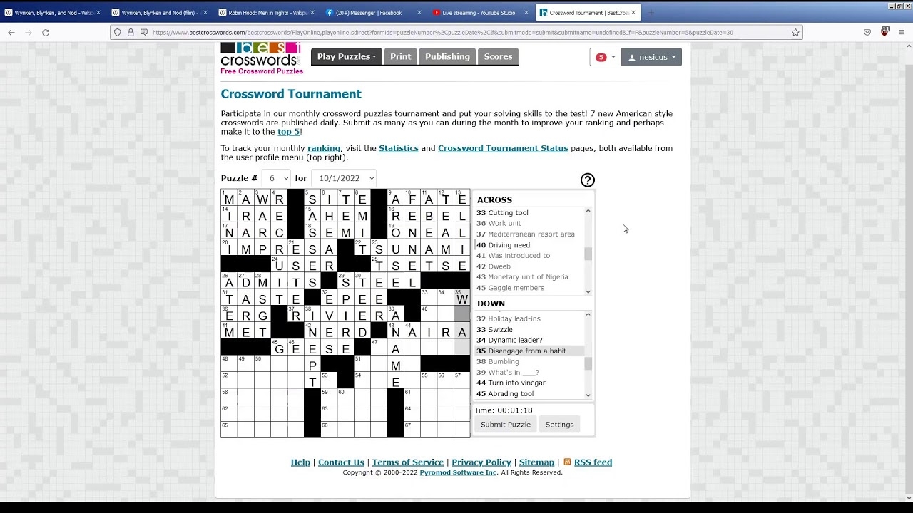 BestCrosswords Crossword Puzzle Tournament Live Play YouTube
