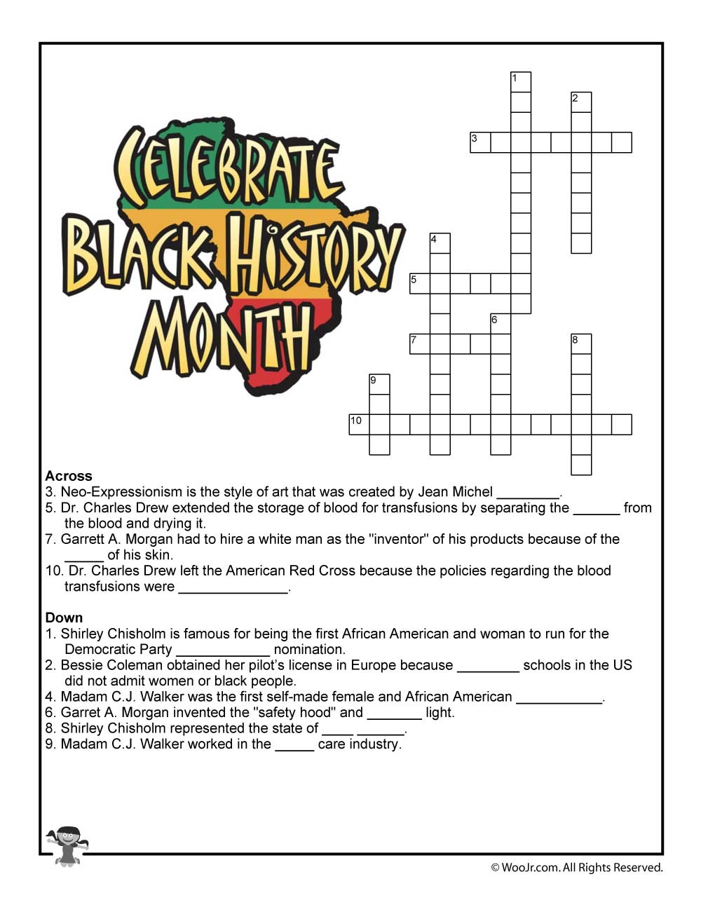 Black History Crossword Puzzle Printable Pdf