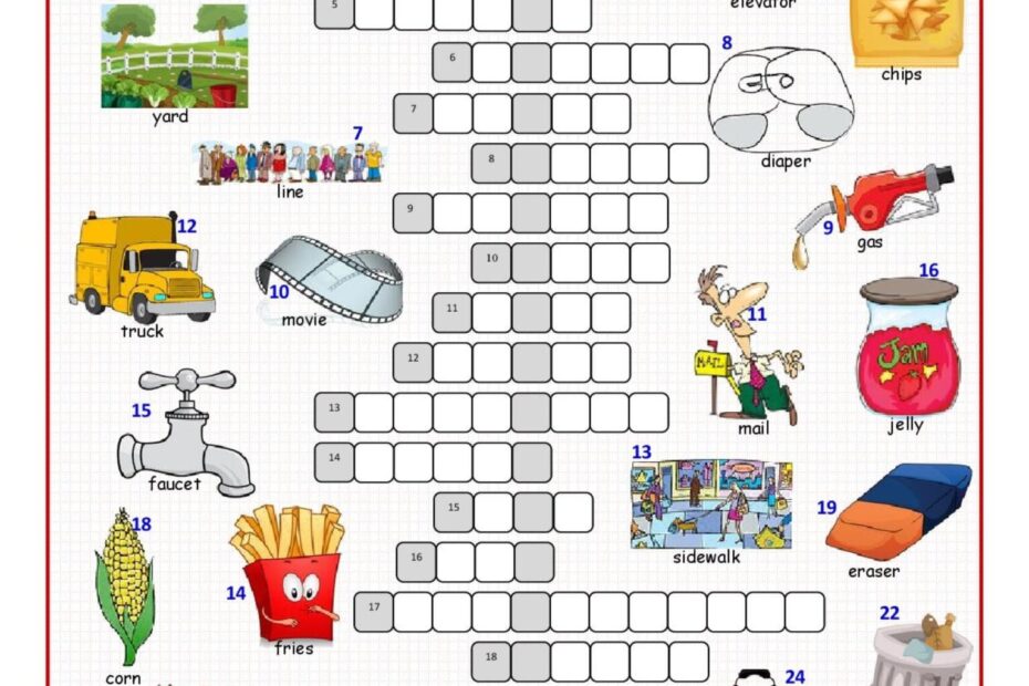 British American English Crossword P English ESL Worksheets Pdf Doc