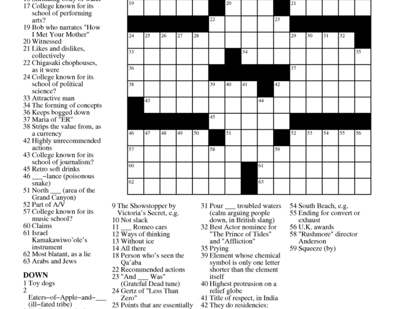 Chicago Tribune Crossword Puzzle Printable Printable Crossword