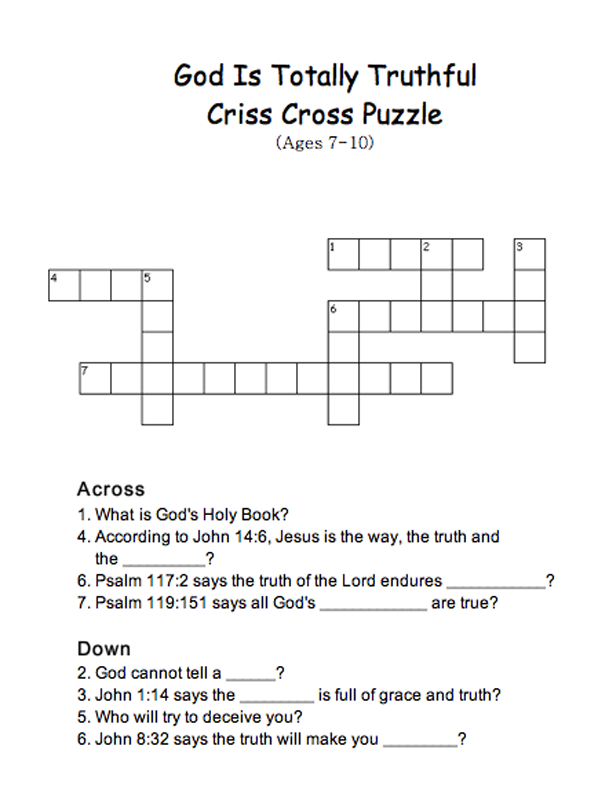 Criss Cross Puzzle Discover God 4 Kids