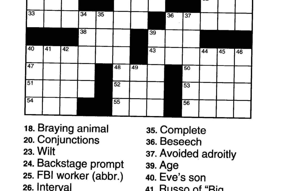 Cross Words Printable