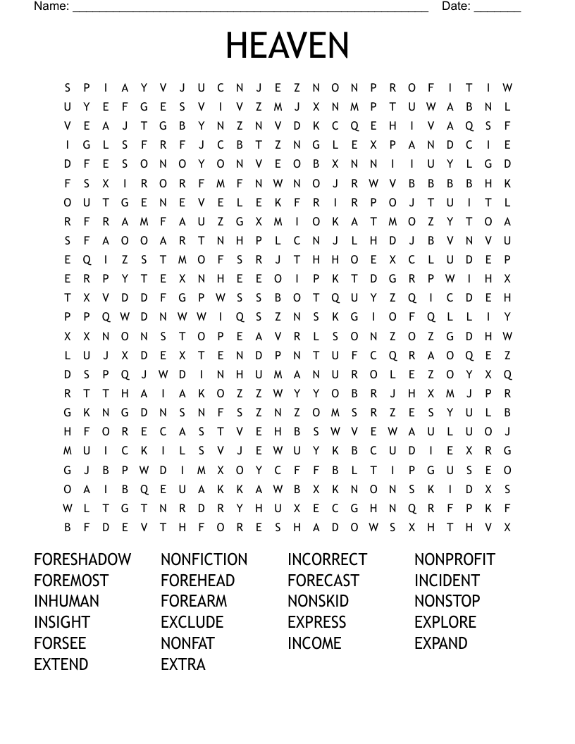 Crossword Heaven Word Search Prntbl concejomunicipaldechinu gov co