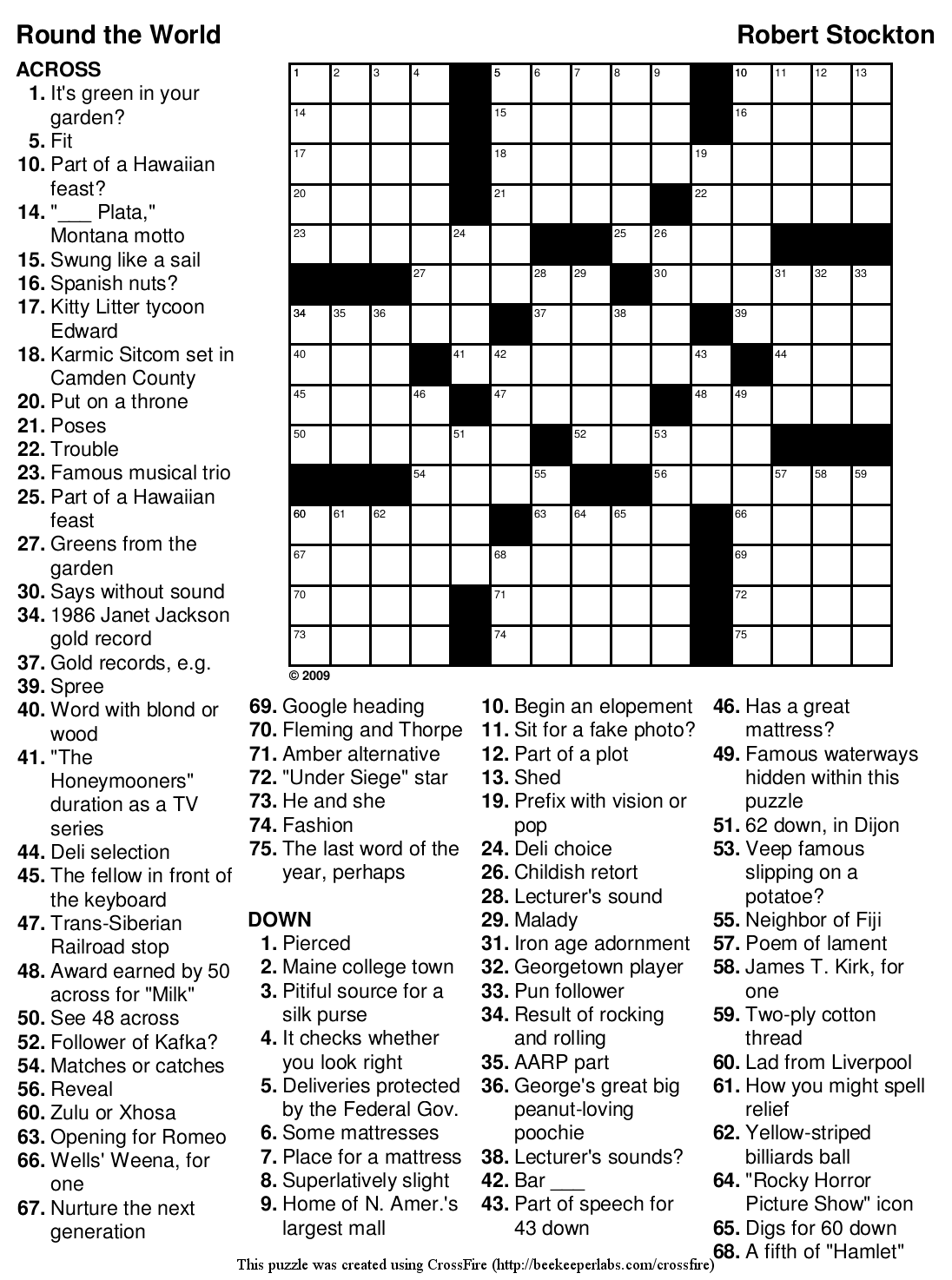 Crossword Printable Easy
