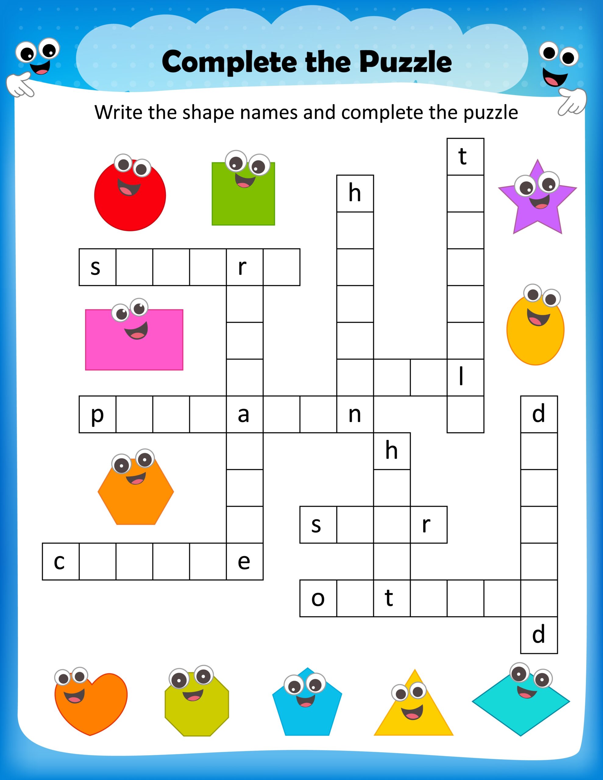 Crossword Puzzle For Kindergarten