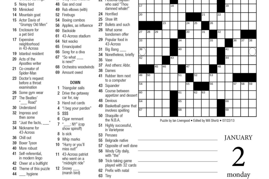 Crossword Puzzle Printable New York Times Crosswords Printable Nyt