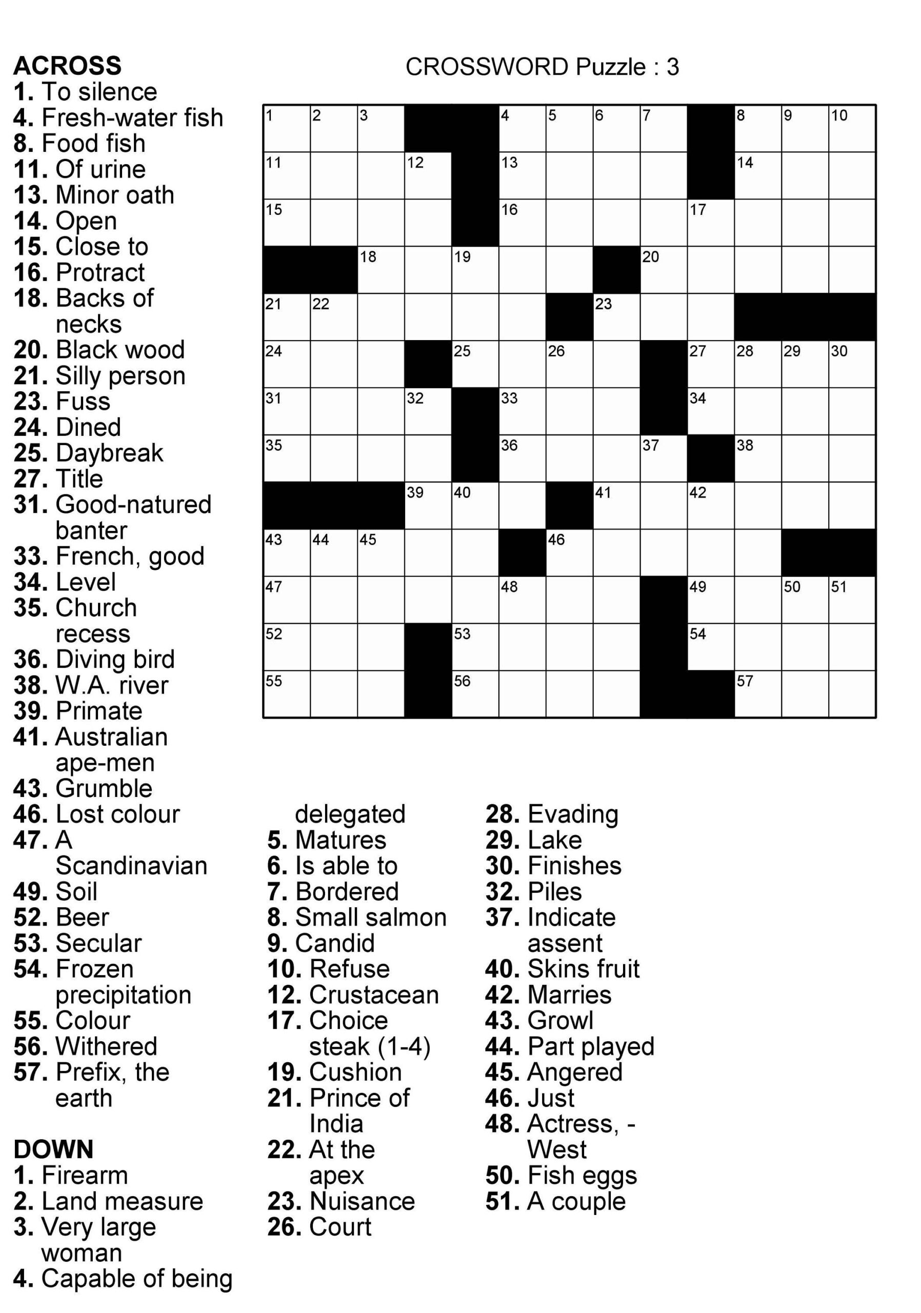 Crossword Puzzle Printables For Adults 100 Crosswords With Solutions 