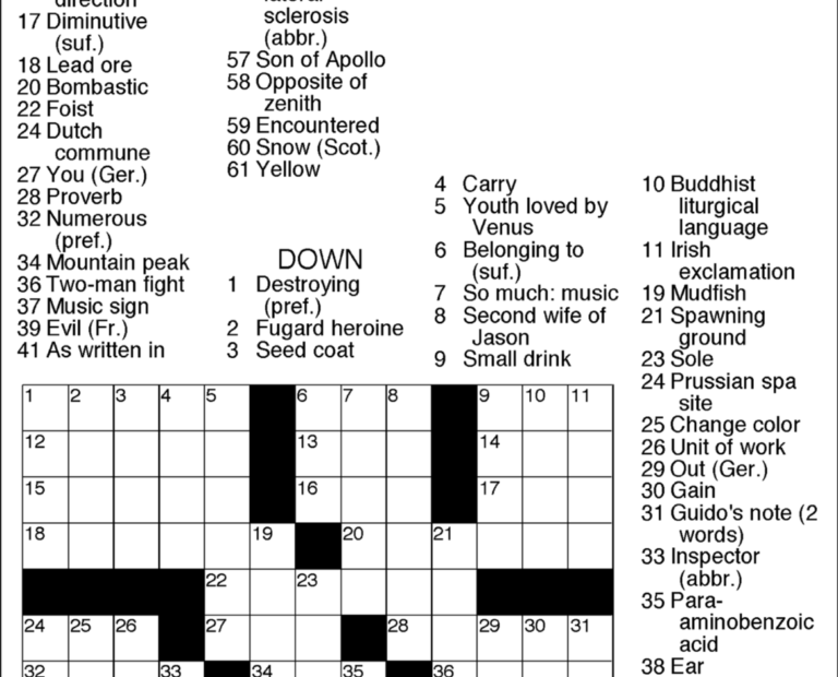 Crossword Puzzle Senior Centers