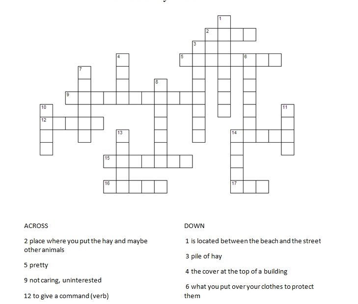 Crossword Puzzle The Farm Printable Crossword Puzzles Online