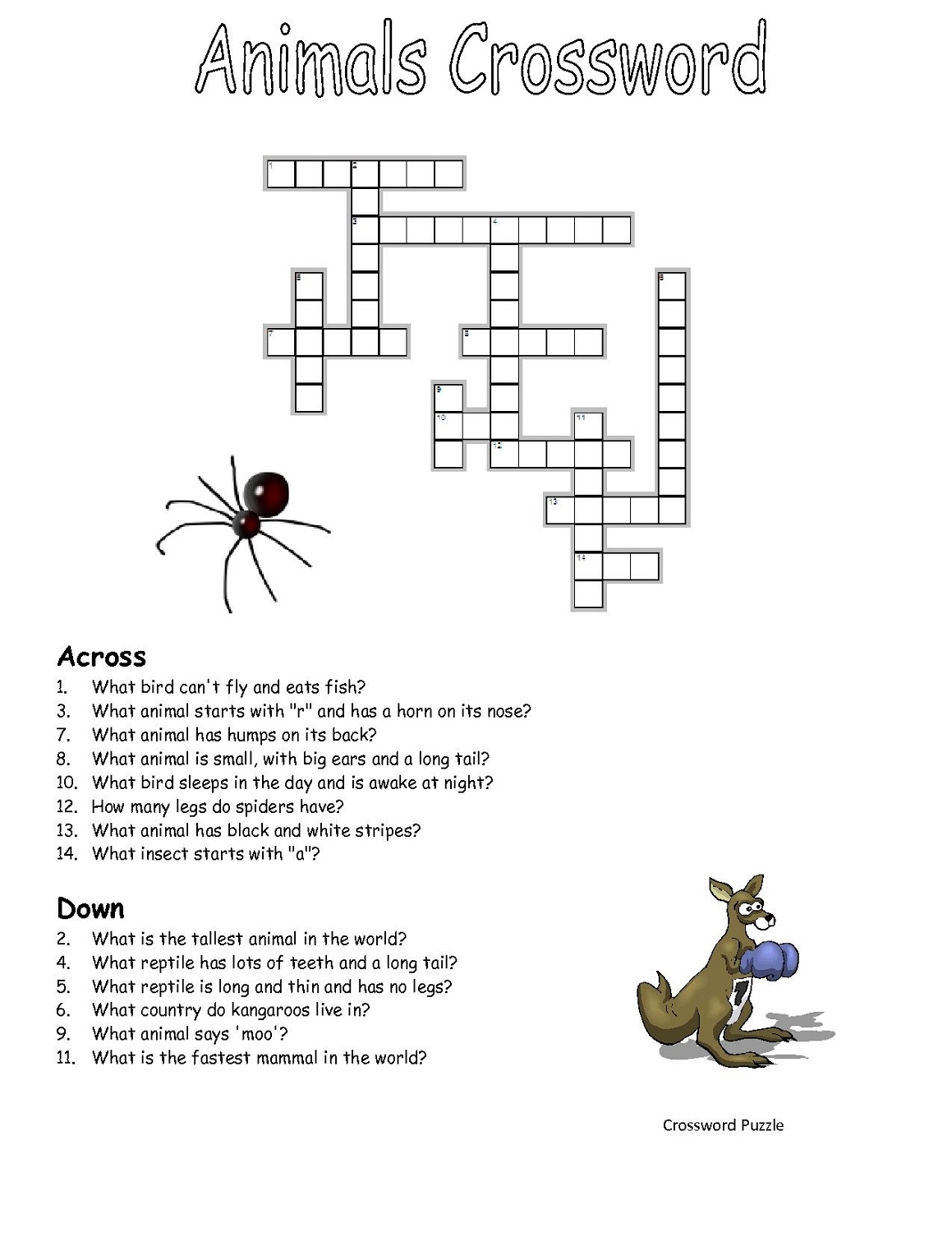 Crossword Puzzles Printable For Kids