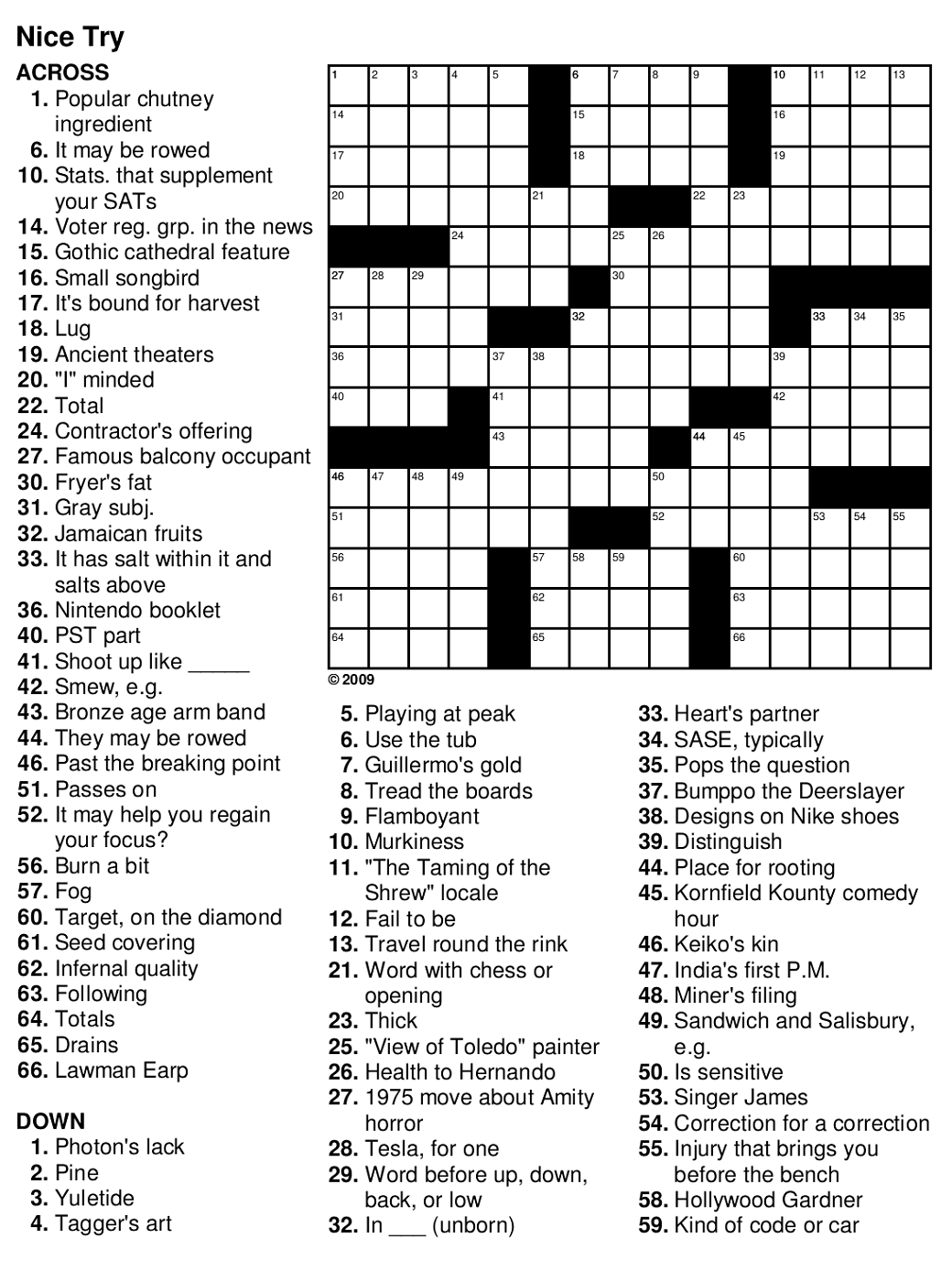 Crossword Puzzles Printable Free Adults Easy
