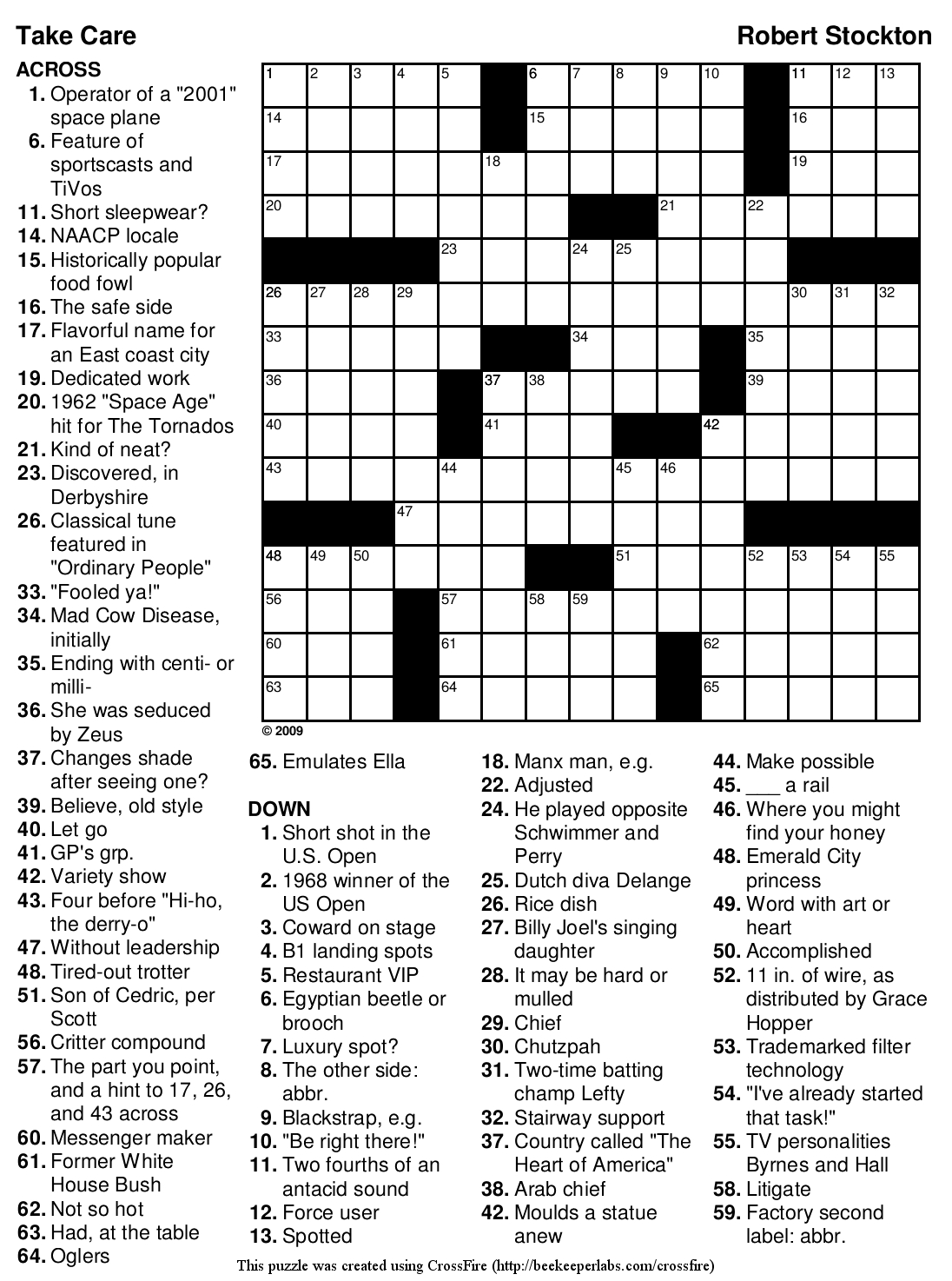 Crossword Puzzles Printable With Answer Key