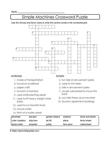 Crossword Puzzles Printable With Word Bank
