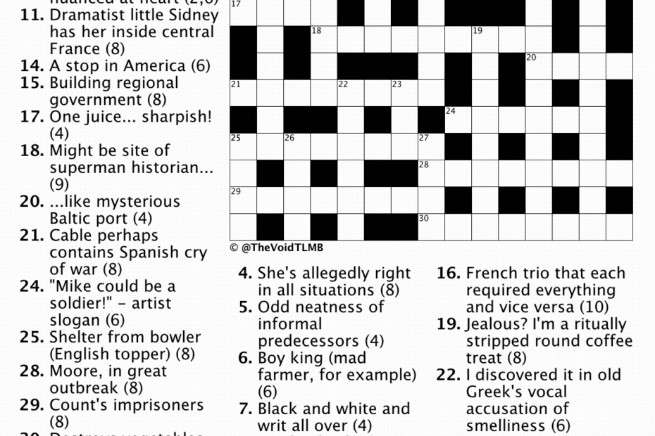 Cryptic Crossword July 2019 TLMB