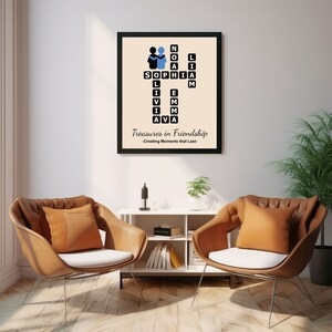 Custom Friends Crossword Puzzle Poster Personalized Digital Art Etsy