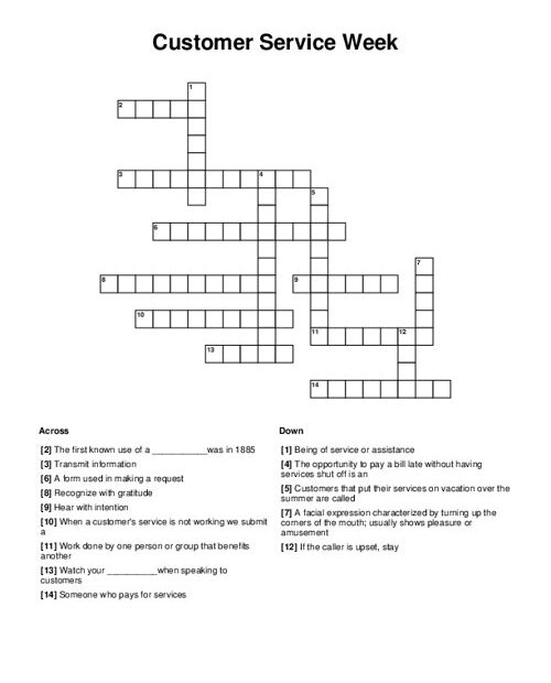 Customer Service Week Crossword Puzzle