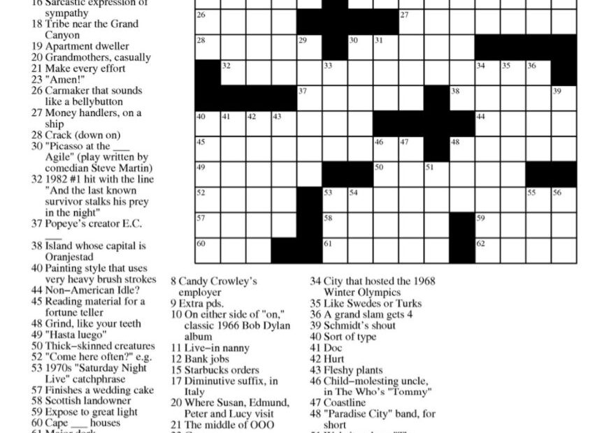 Daily Commuter Crossword Puzzle Today Printable Printable Online