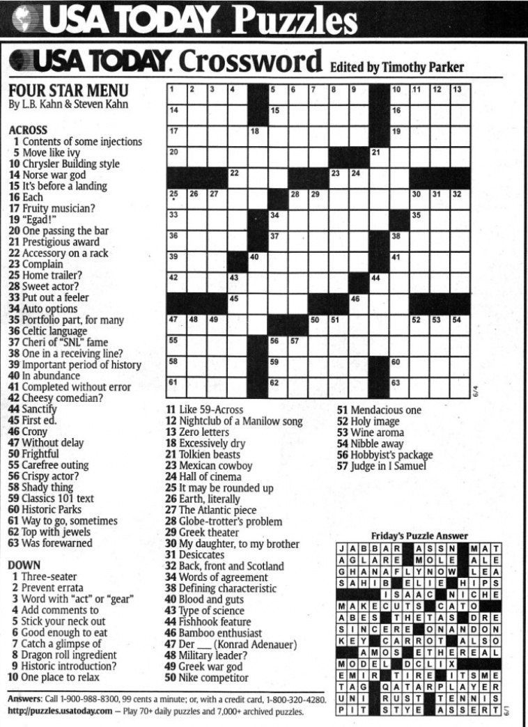 Daily Crossword Puzzle Answers Today Printable Free Daily Pr