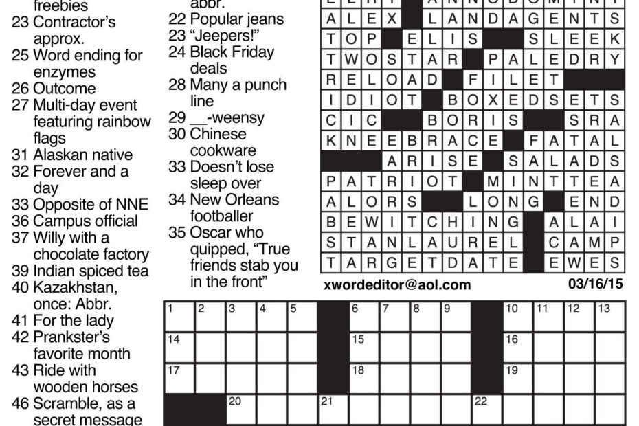 Daily Crossword Puzzle Printable Printable Crossword Puzzles