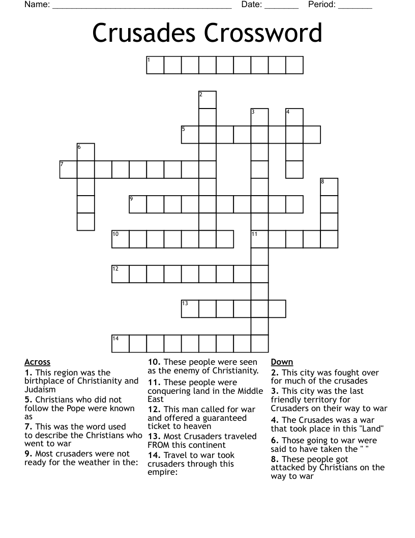 Daily Express Crusader Crossword Answers