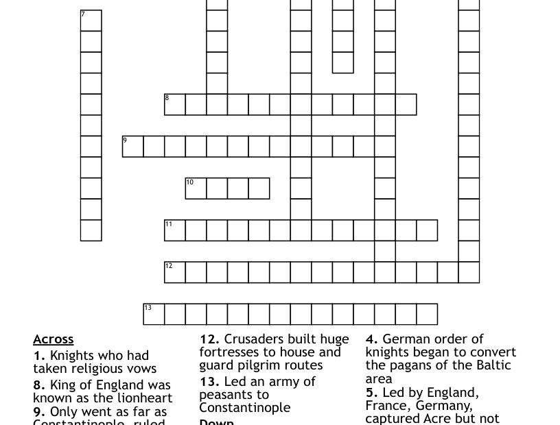 Daily Express Crusader Crossword Answers