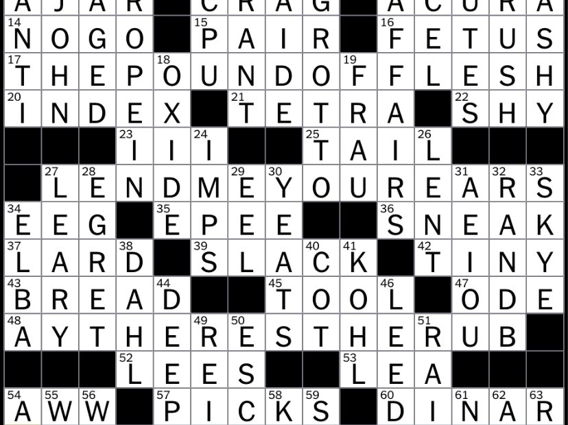 Daily Nytimes Crossword Answers To Today 39 s Ny Times 061809 New York Times