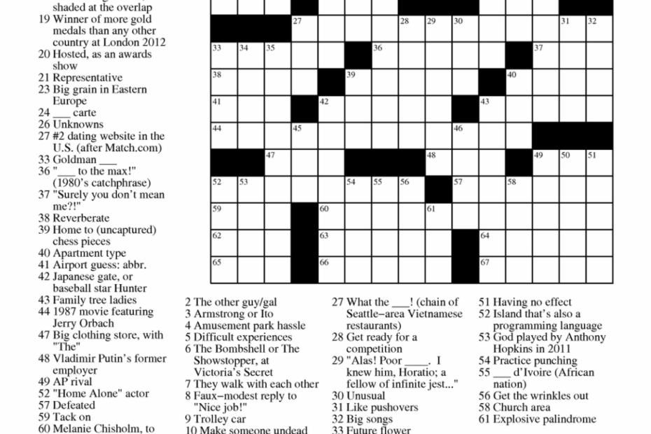 Daily Printable Universal Crossword Printable Crossword Puzzles James