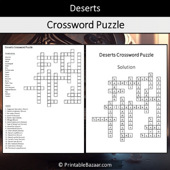Deserts Crossword Puzzle Worksheet Activity By Crossword Corner TPT