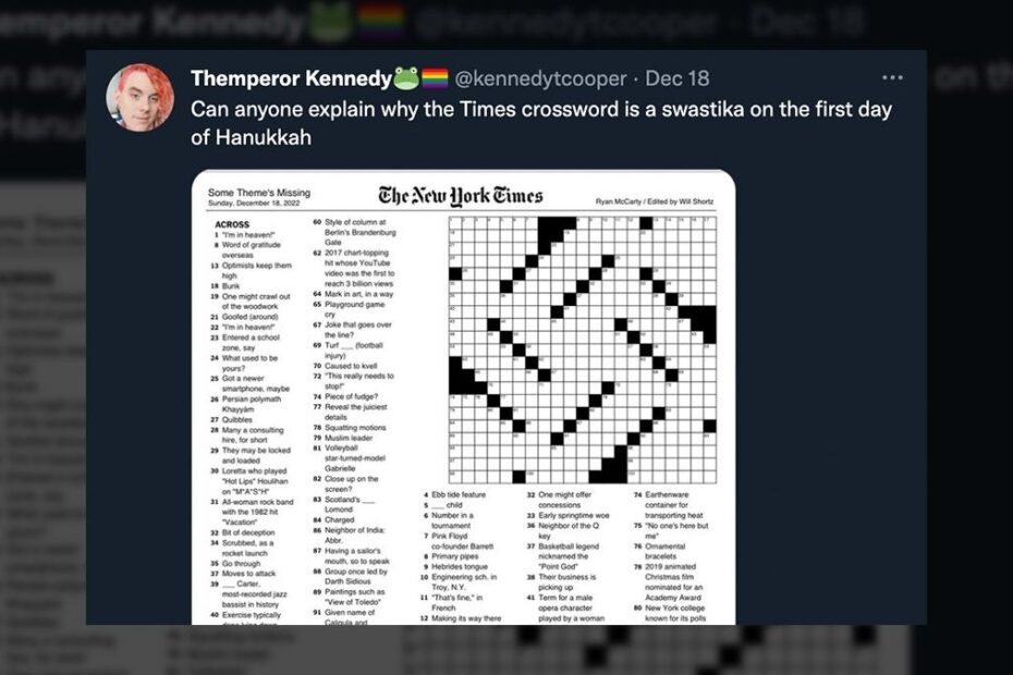 Did NY Times Publish What Some Said Was A 39 Swastika Shaped 39 Crossword