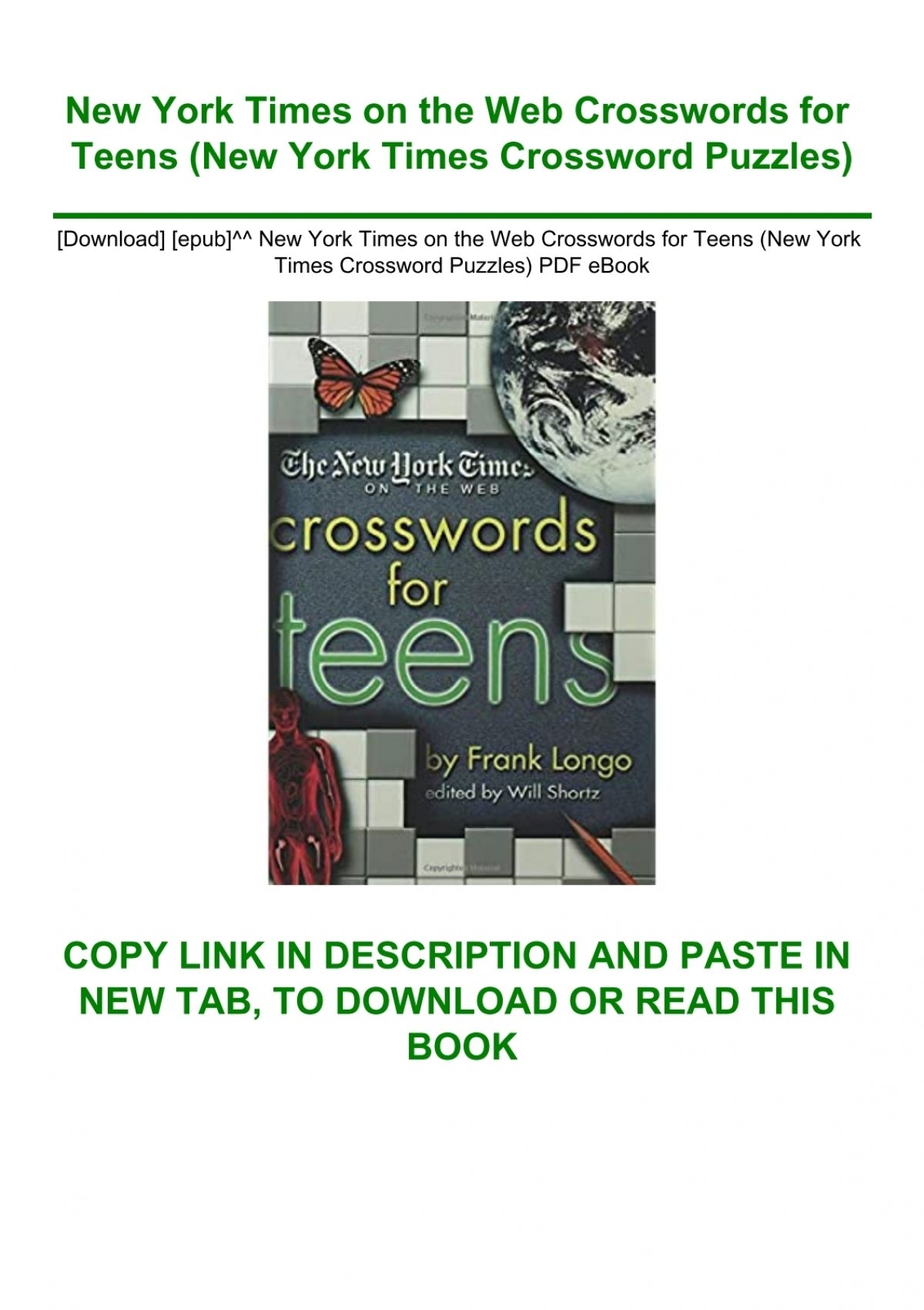  Download epub New York Times On The Web Crosswords For Teens New 