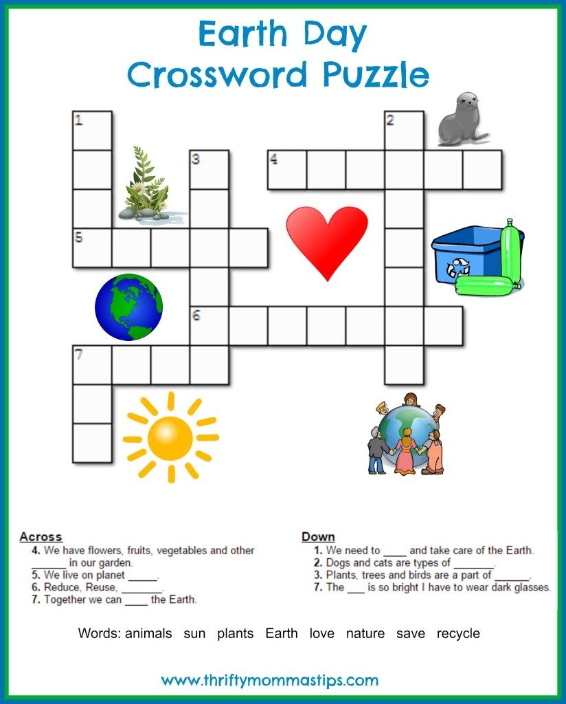 Earth Day Crossword Puzzle Printable Puzzles For Kids