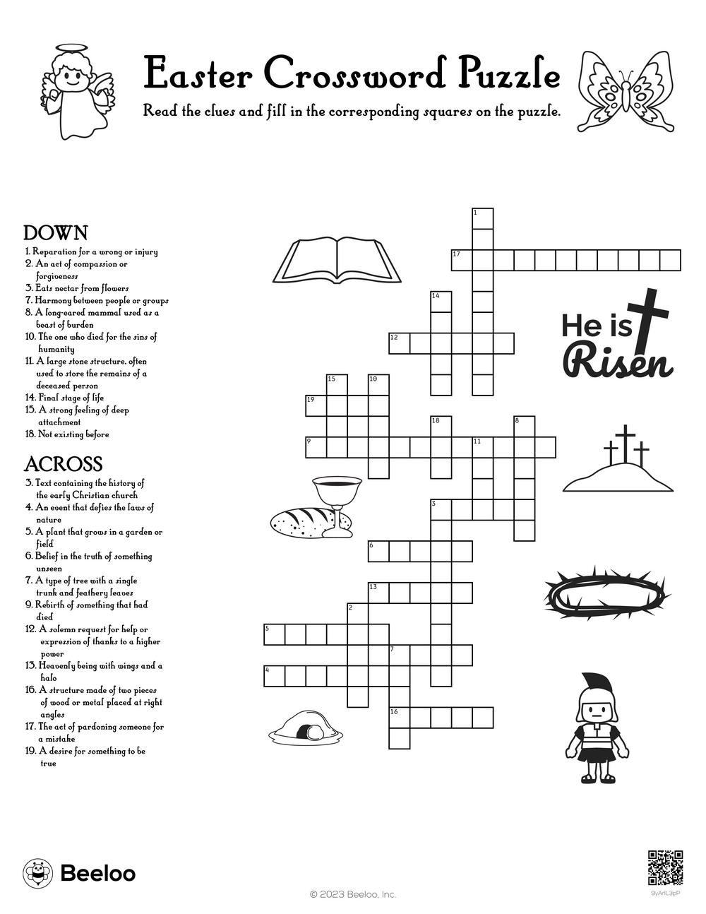 Easter Crossword Puzzle Beeloo Printable Crafts And Activities 