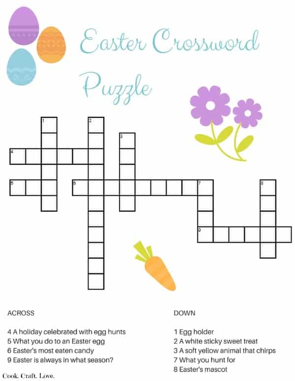 Easter Crossword Puzzle FREE Printable Cook Craft Love 